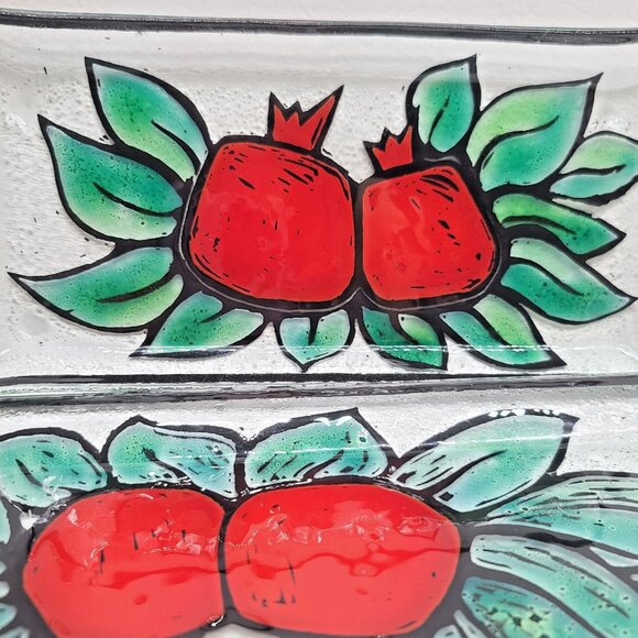 Andreas Meyer Israel Fused Glass Pomegranate Plates – Set of 2, Nahariya Israel - Picture 2 of 7